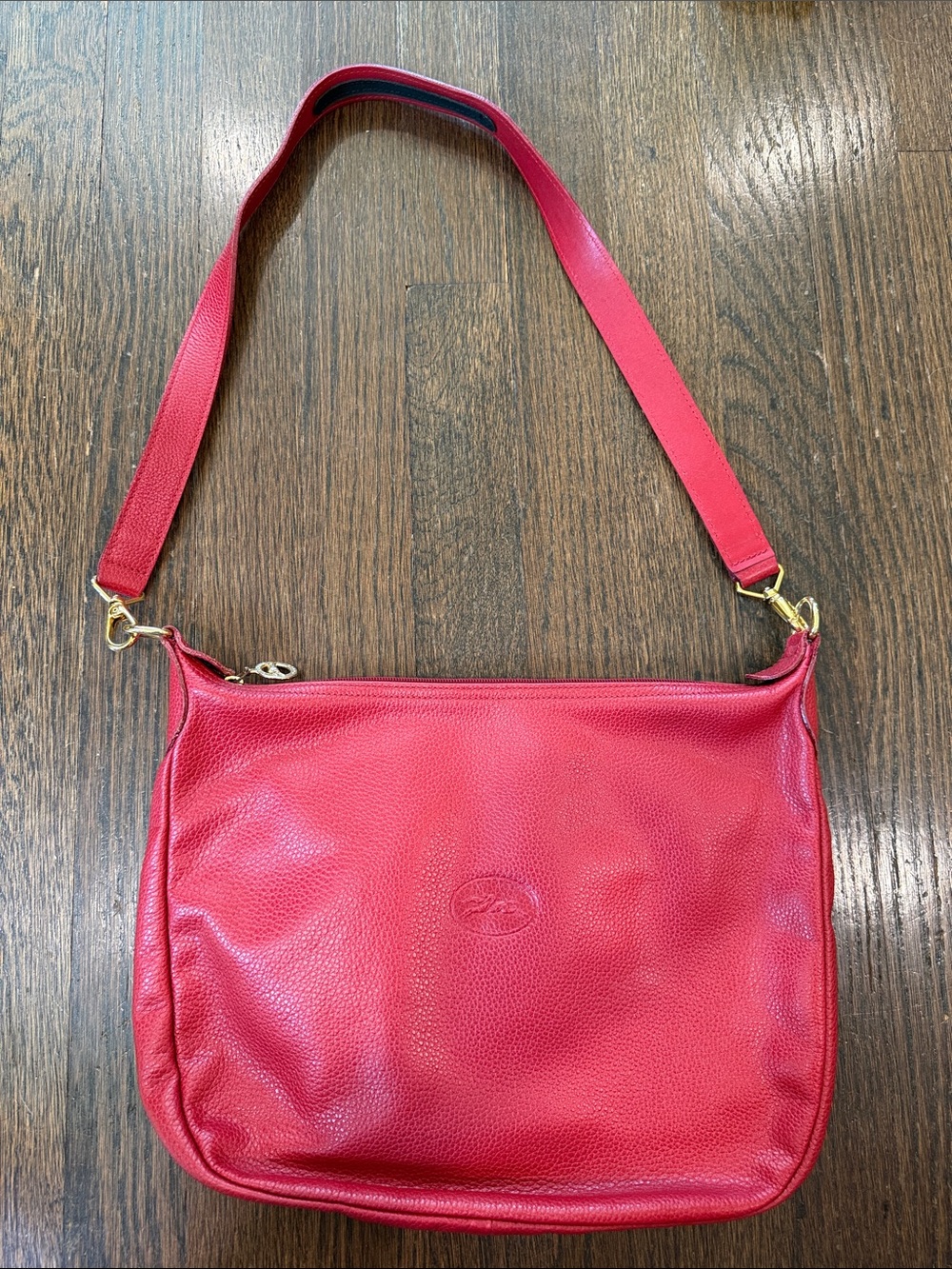Classic Red Leather Longchamp Bag